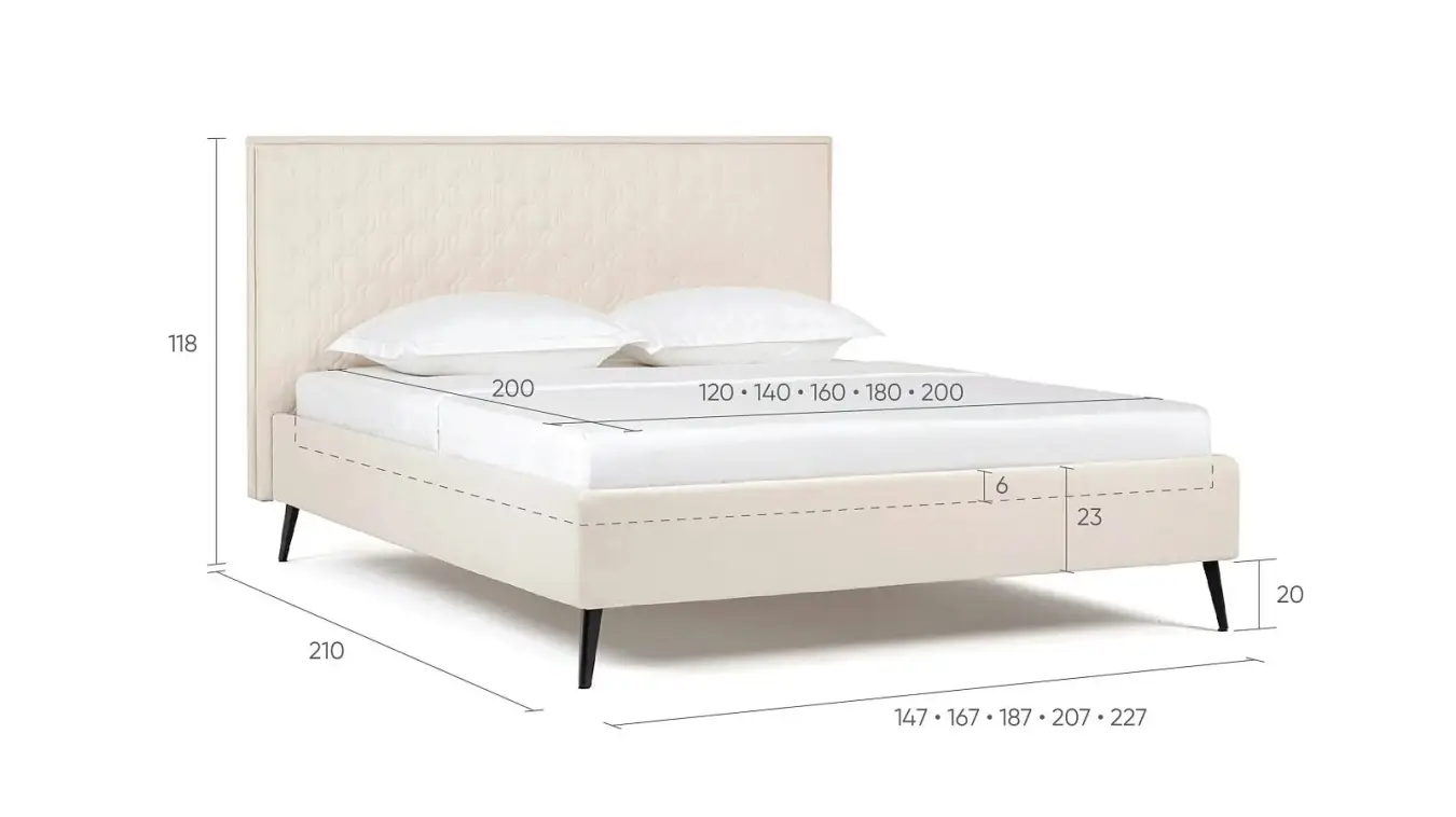 Мягкая кровать Poline на деревянных высоких ножках с прямым изголовьем Askona фото - 5 - большое изображение