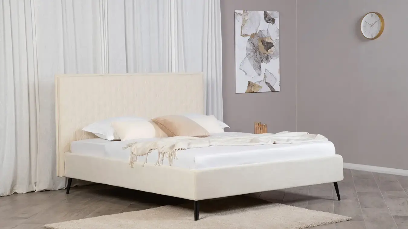 Мягкая кровать Poline на деревянных высоких ножках с прямым изголовьем Askona фото - 1 - большое изображение