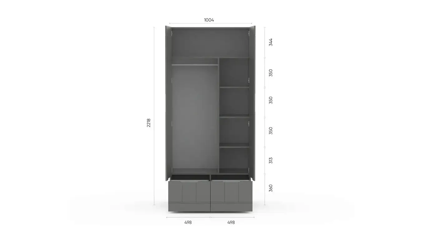 Шкаф двухдверный Bira, цвет Серый фото - 4 - большое изображение