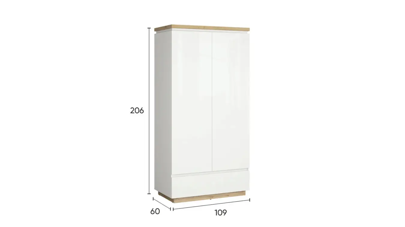 Шкаф двухдверный Issa, цвет Белый+Дуб минерва фото - 10 - большое изображение