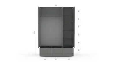Шкаф трехдверный Bira, цвет Серый фото - 4 - превью
