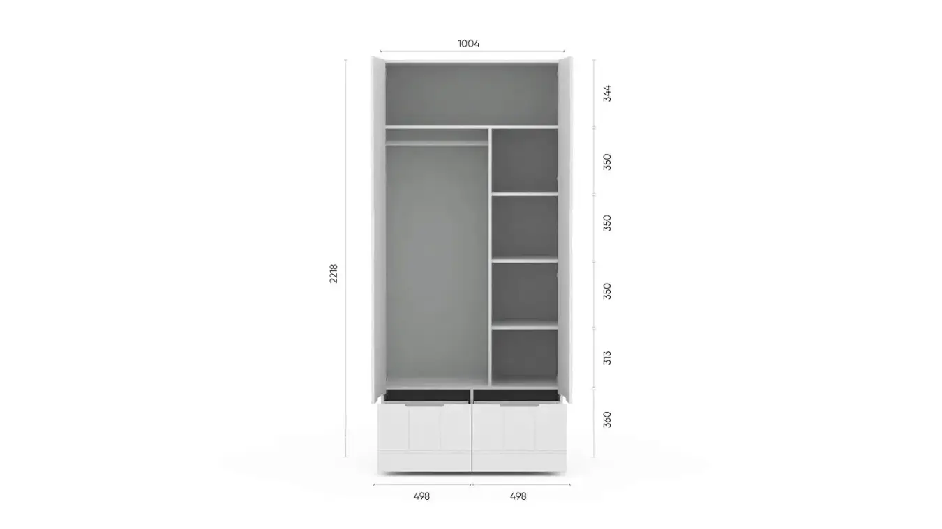 Шкаф двухдверный Bira, цвет Белый Премиум фото - 4 - большое изображение