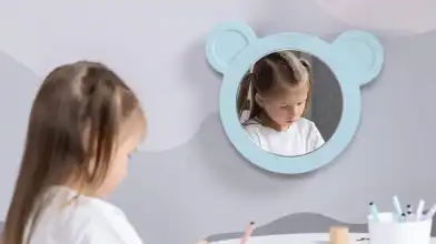 Зеркало навесное Мишка, цвет Голубой фото - 2 - превью