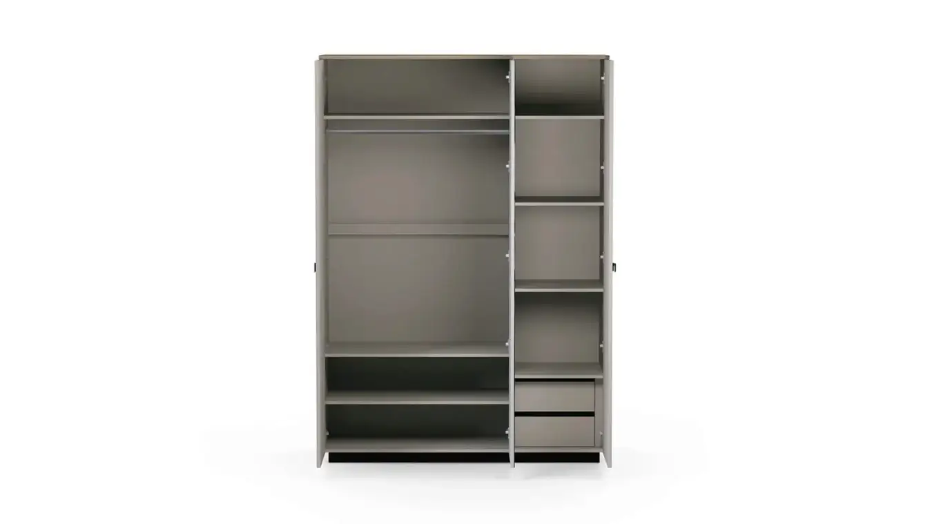 Шкаф трехдверный Zima, цвет Дуб сильверджек ореховый + Глиняный серый фото - 8 - большое изображение