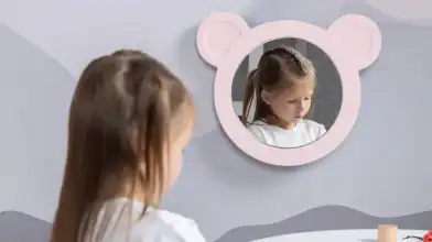 Зеркало навесное Мишка, цвет Розовый фото - 4 - превью