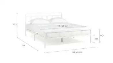 Современная металлическая кровать Avinon белый шагрень + матрас Comfort Plus в спальню Askona фотография товара - 6 - превью