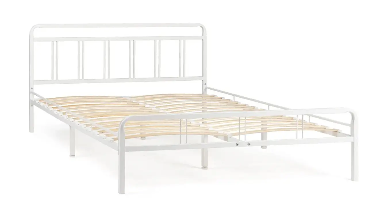 Современная металлическая кровать Avinon белый шагрень + матрас Comfort Plus в спальню Askona фотография товара - 7 - большое изображение