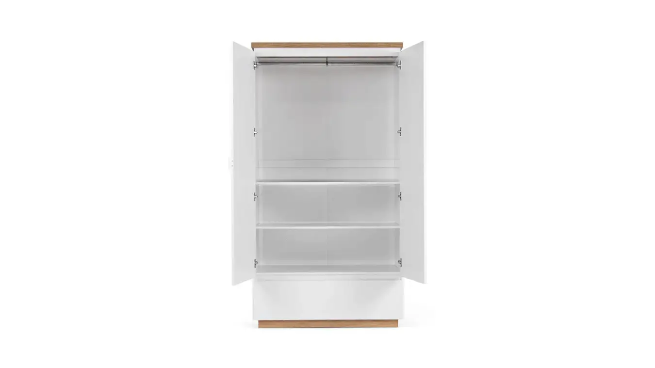 Шкаф двухдверный Issa, цвет Белый+Дуб минерва фото - 4 - большое изображение