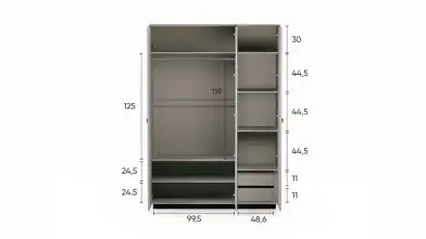 Шкаф трехдверный Zima, цвет Дуб сильверджек ореховый + Глиняный серый фото - 7 - превью