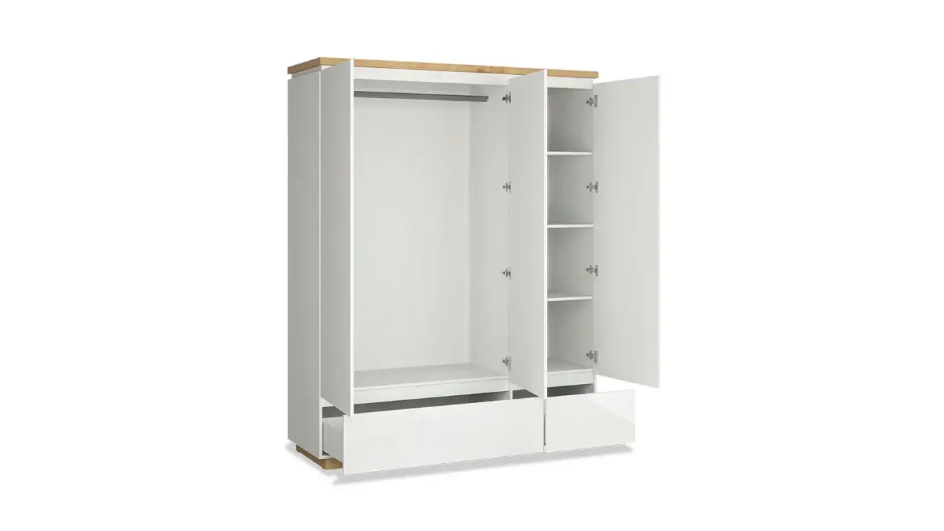 Шкаф трехдверный Issa, цвет Белый+Дуб минерва фото - 7 - большое изображение