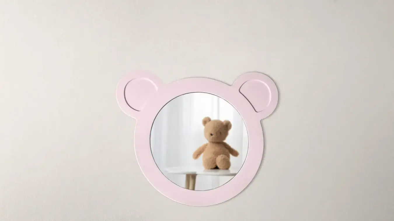 Зеркало навесное Мишка, цвет Розовый фото - 1 - большое изображение