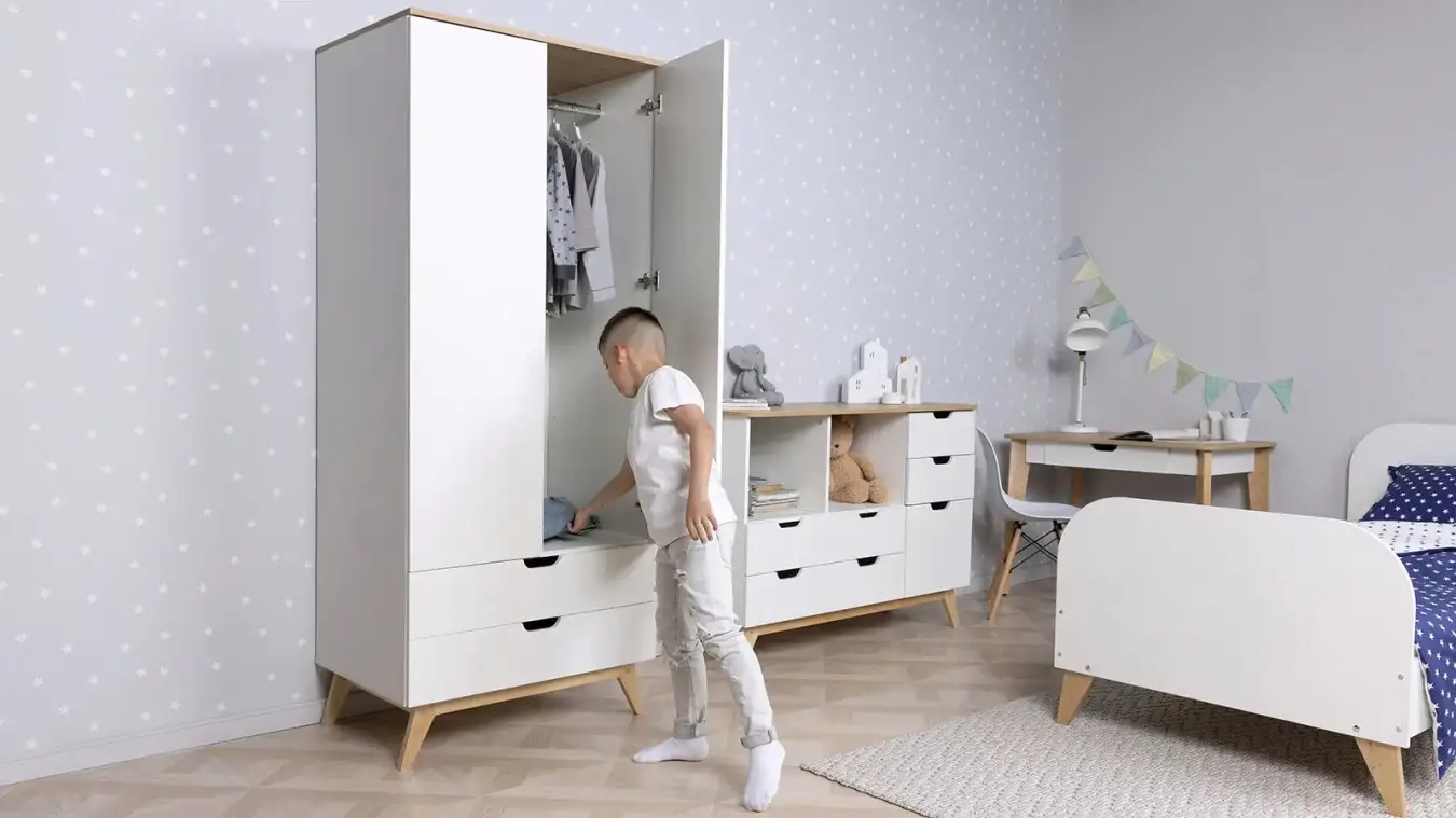 Шкаф двухдверный Villy, цвет Белый+Дуб фото - 4 - большое изображение