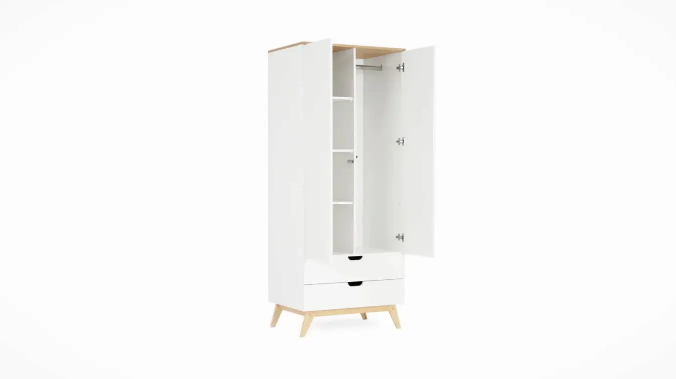 Шкаф двухдверный Villy, цвет Белый+Дуб фото - 5 - большое изображение