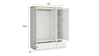Шкаф трехдверный Issa, цвет Белый+Дуб минерва фото - 9 - превью