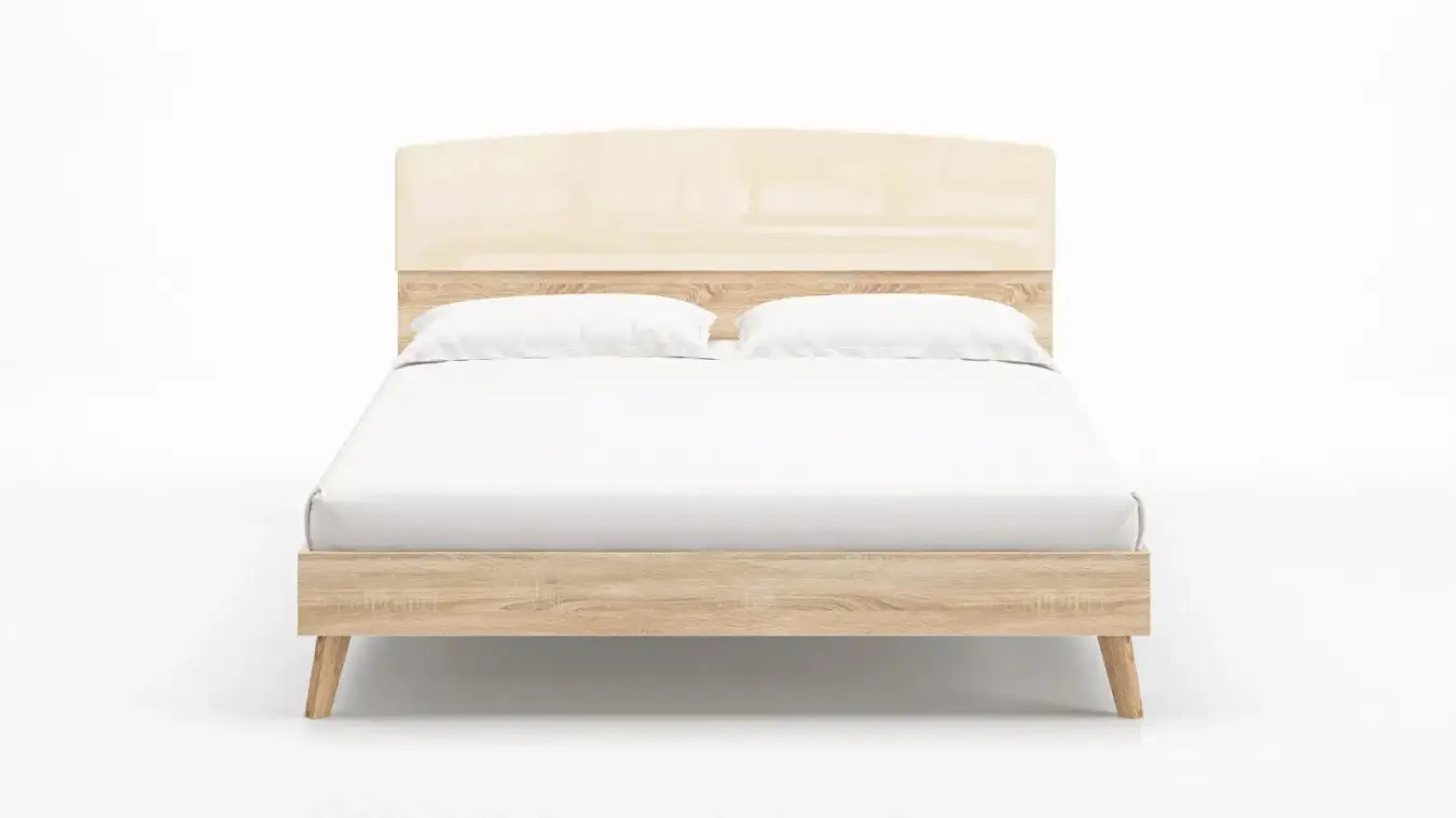 Кровать Tilda, цвет Дуб Бардолино натуральный+mBeige с мягким изголовьем Askona фото - 2 - большое изображение