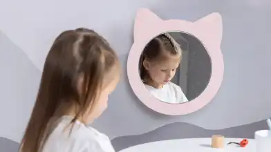 Зеркало навесное Котенок, цвет Розовый фото - 4 - превью