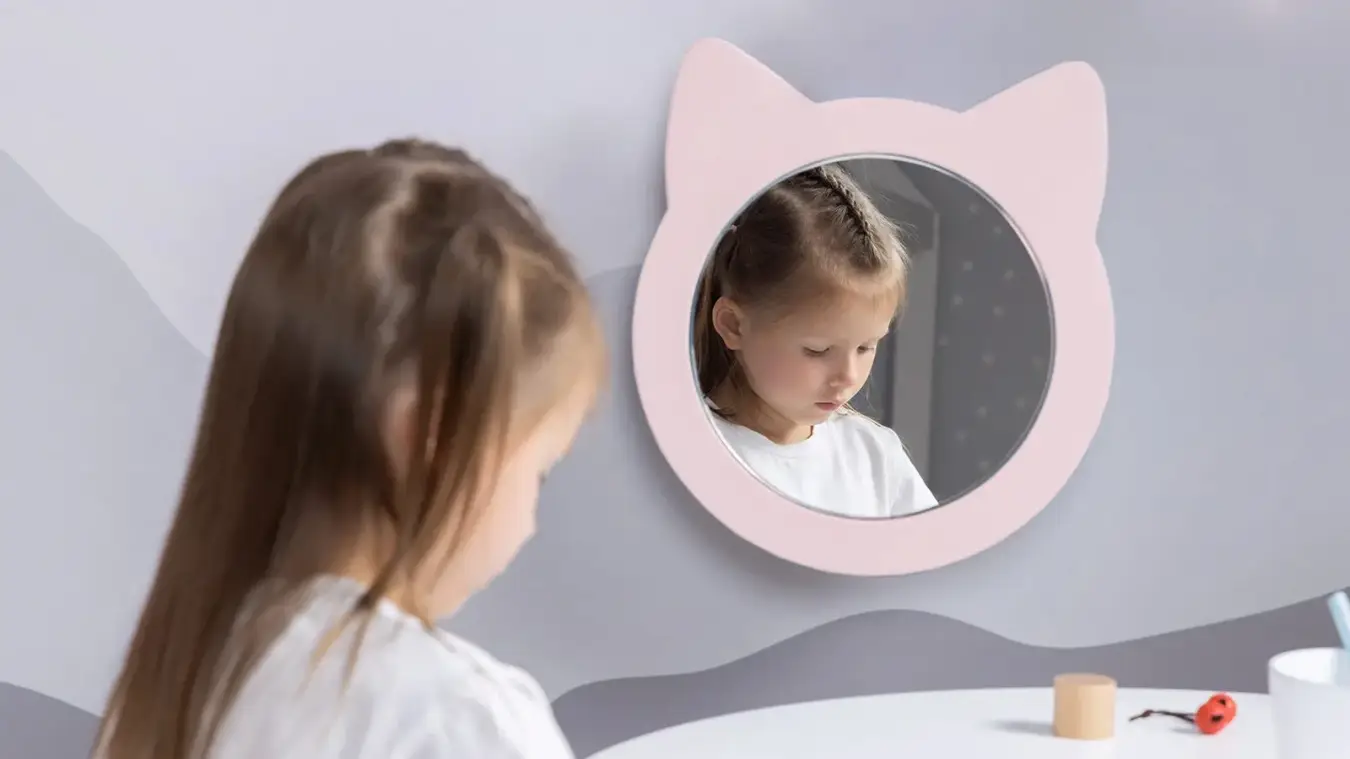 Зеркало навесное Котенок, цвет Розовый фото - 4 - большое изображение