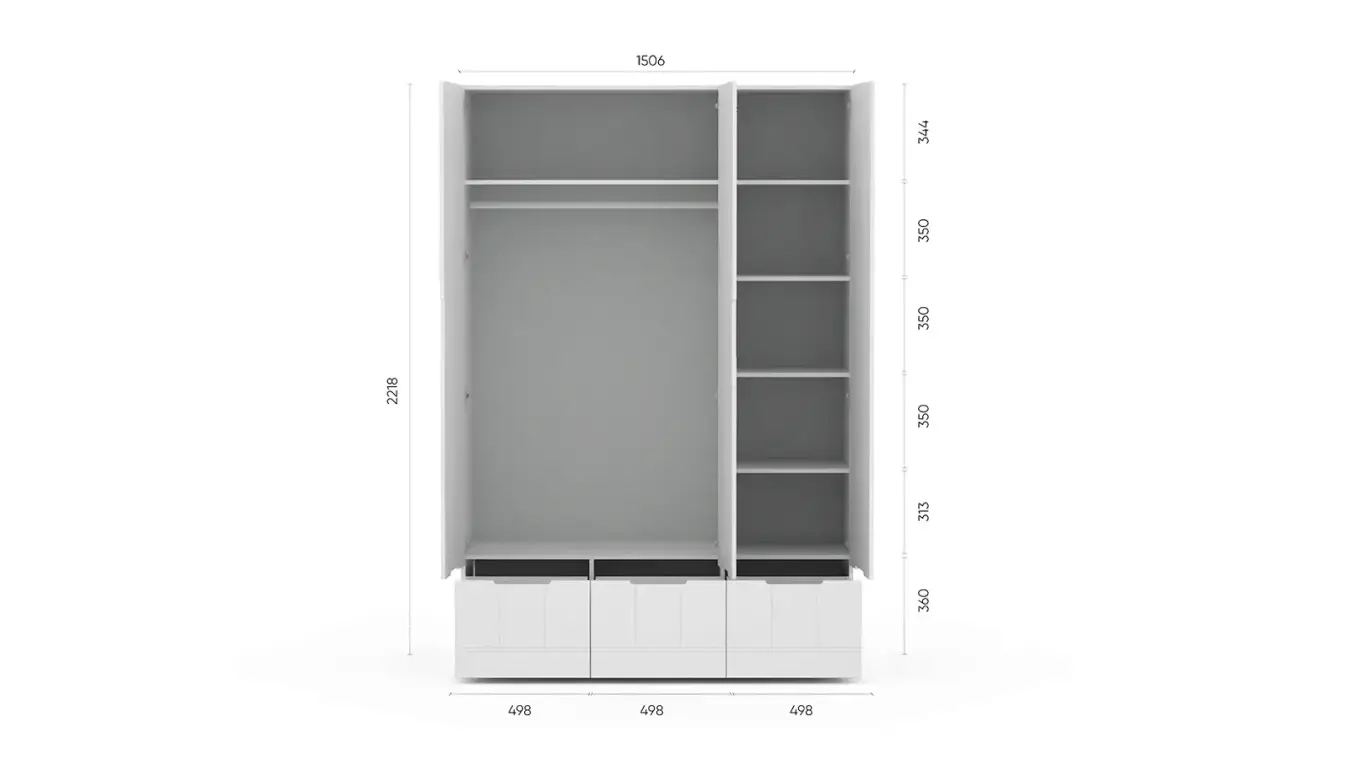 Шкаф трехдверный Bira, цвет Белый Премиум фото - 3 - большое изображение