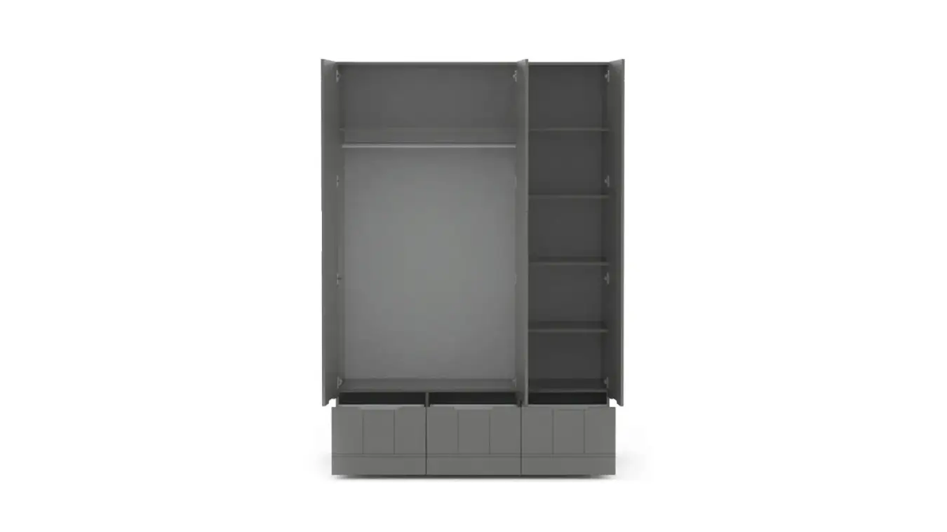 Шкаф трехдверный Bira, цвет Серый фото - 2 - большое изображение