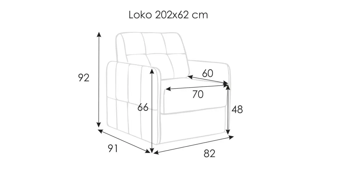 Кресло-кровать LOKO с узкими подлокотниками картинка - 3 - большое изображение