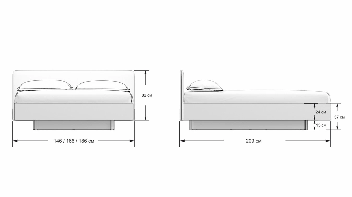 Кровать Gretta, цвет Белый текстурный из лдсп с мягким изголовьем Askona фото - 6 - большое изображение