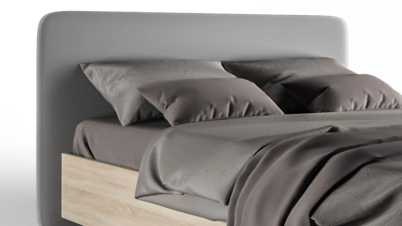 Мягкая кровать Bliss, цвет Дуб Бардолино на высоких ножках с прямым изголовьем Askona фотография товара - 7 - большое изображение