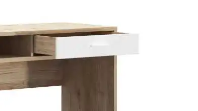 Стол письменный с ящиком Agira, цвет Гикори кингстон+Белый блеск фото - 5 - превью