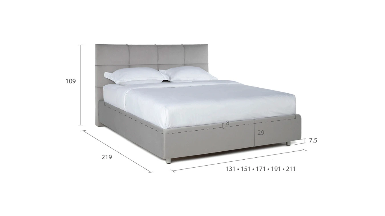 Мягкая кровать Elisa с прямоугольной стяжкой изголовья Askona фотография товара - 2 - большое изображение