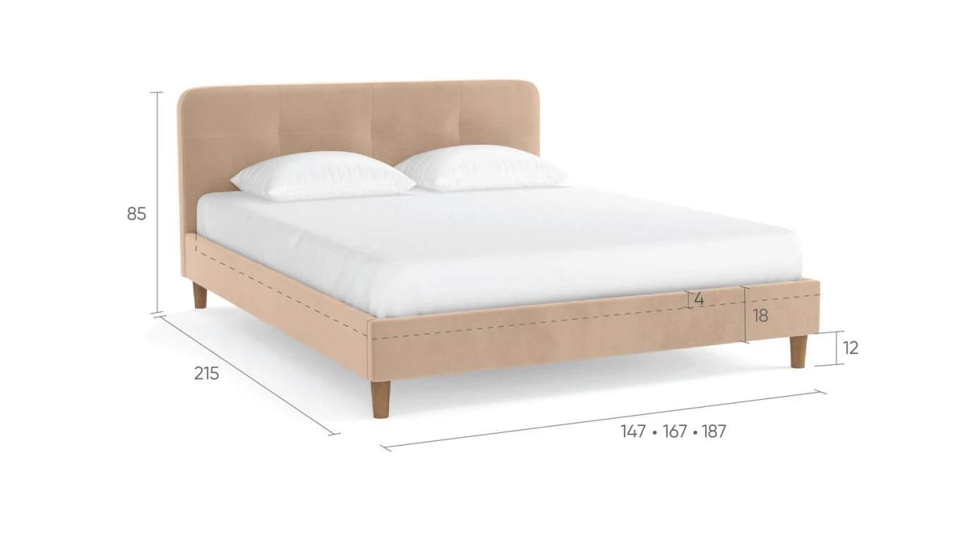 Мягкая кровать Minty на деревянных высоких ножках с прямым изголовьем Askona фото - 5 - большое изображение