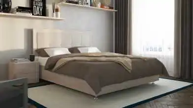 Деревянная кровать Innovo Lux Cream с мягким изголовьем в кремовом цвете Askona фотография товара - 1 - превью