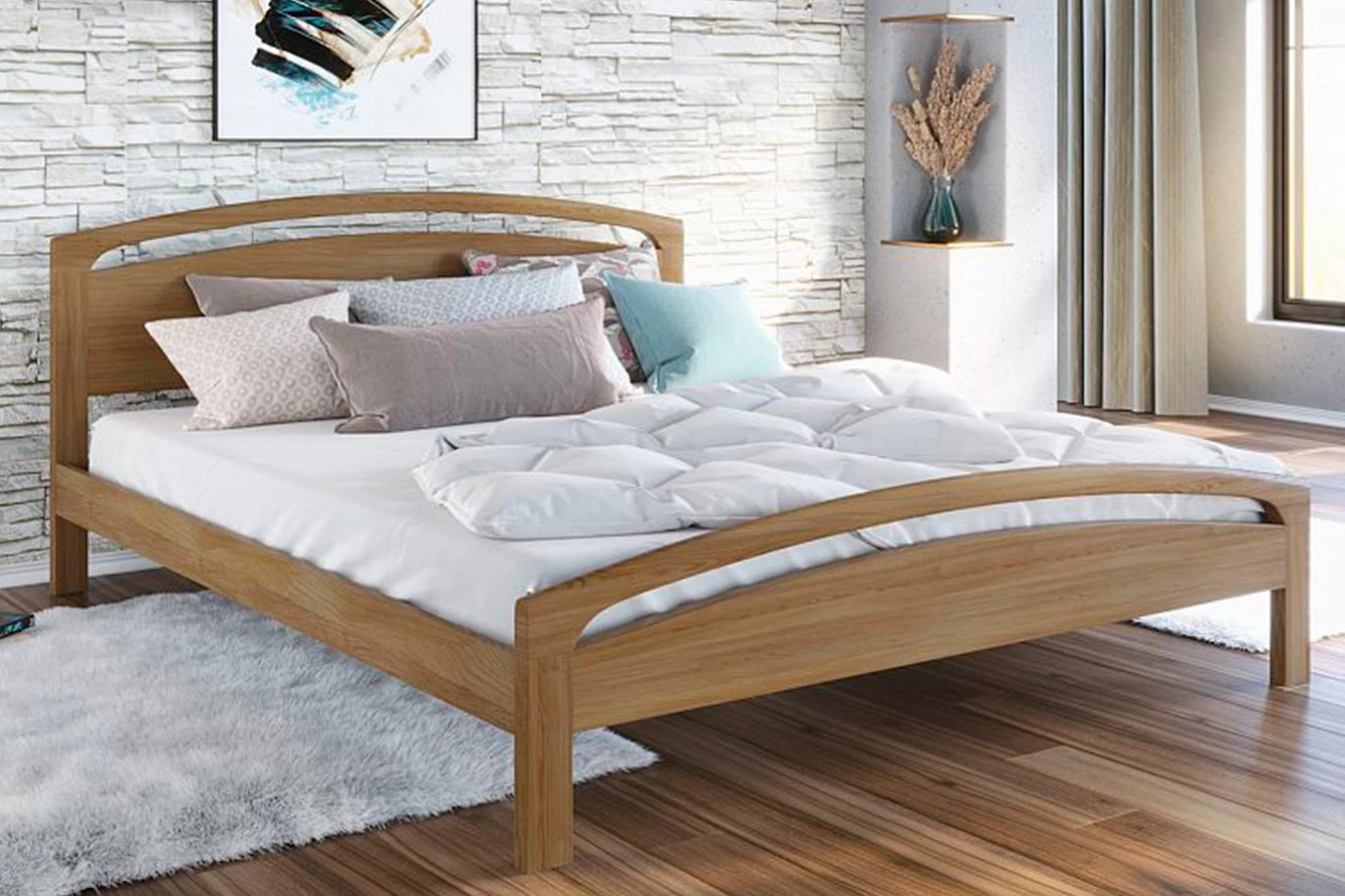 Деревянная кровать Regina, цвет светлый орех - 1 - большое изображение