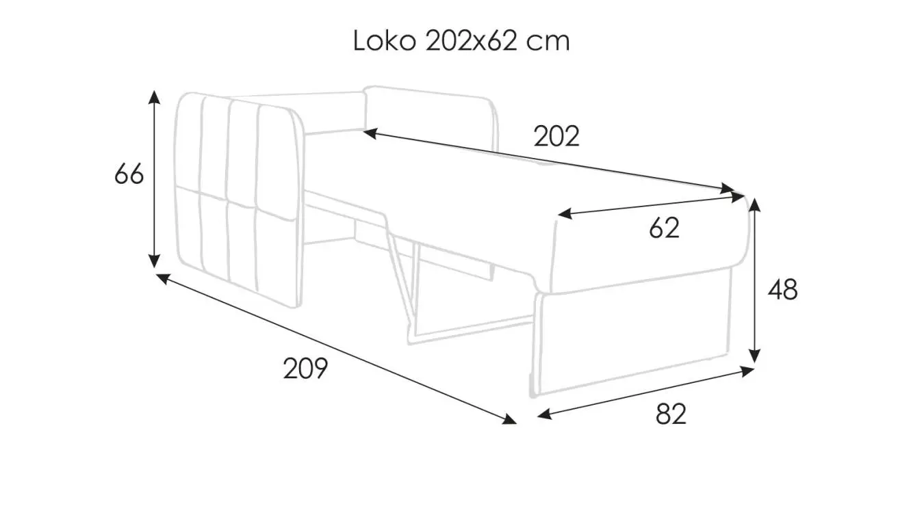 Кресло-кровать LOKO с узкими подлокотниками картинка - 2 - большое изображение
