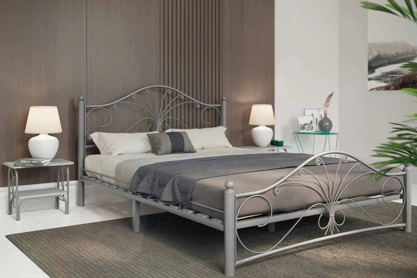 Железная кровать Provance, цвет серый Askona фотография товара - 1 - большое изображение
