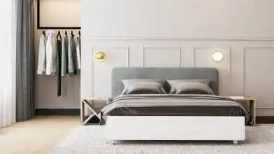 Мягкая кровать Bliss, цвет Белый премиум на высоких ножках с прямым изголовьем Askona фотография товара - 3 - превью