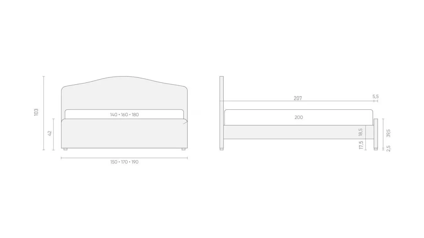 Мягкая кровать Lira с полукруглым изголовьем - 6 - большое изображение