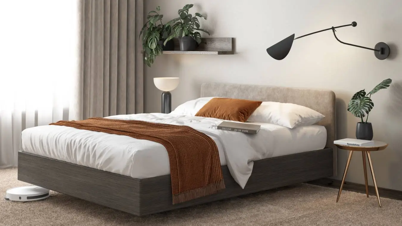 Кровать Gretta, цвет Меланж темный с мягким изголовьем Askona фото - 1 - большое изображение