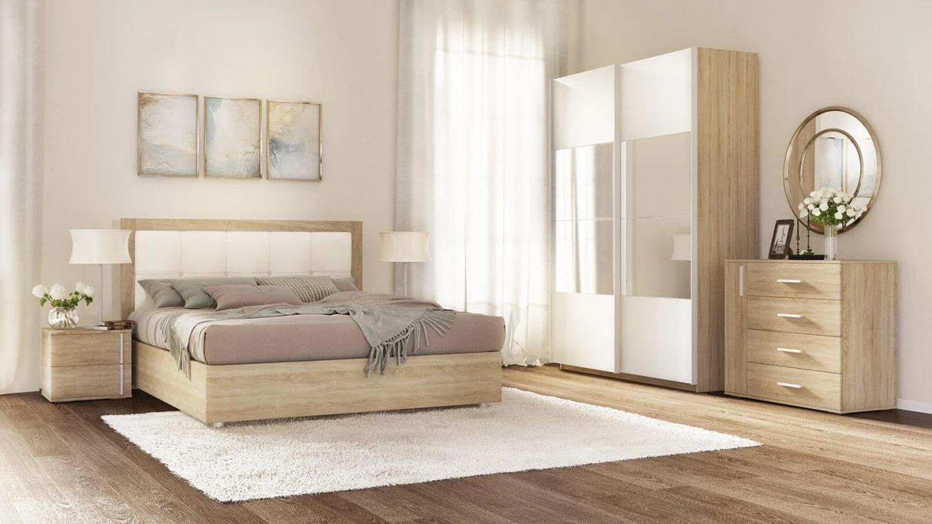 Кровать Innovo Lux Beige с мягким изголовьем Askona фото - 3 - большое изображение